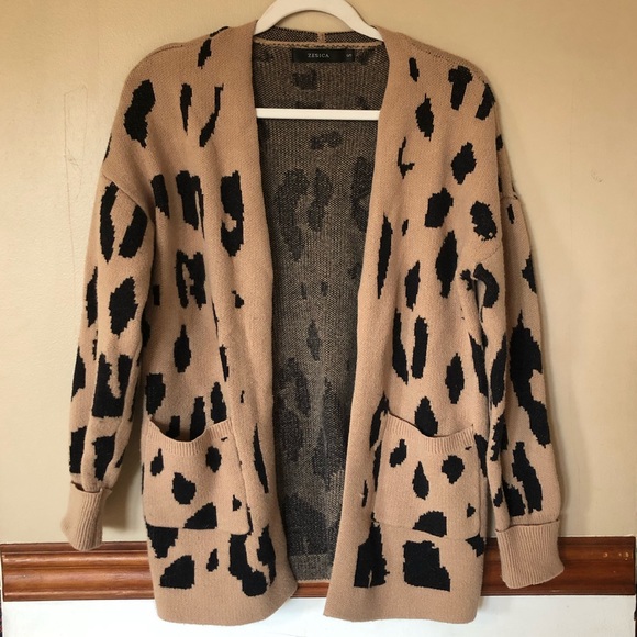 Zesica Open Front Leopard Cardigan - Picture 2 of 6
